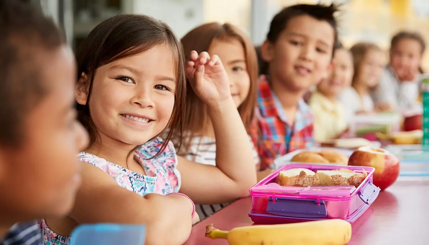 school kids in a cafeteria